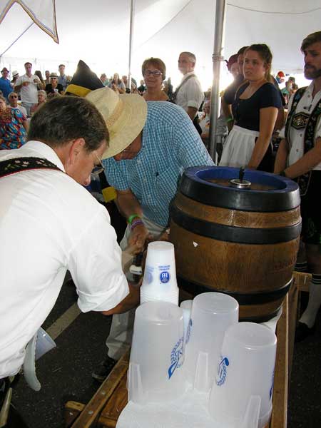Tapping the keg at Bierfest